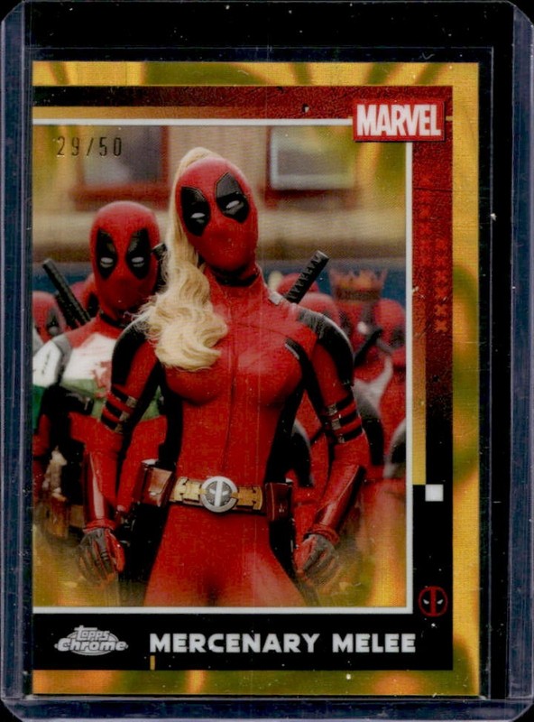2025 Topps Chrome Deadpool Mercenary Melee Multiverse Gold Lava Refractor #/50