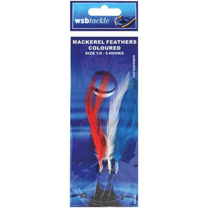 WSB Mackerel Feathers Coloured 1/0 3 Hook