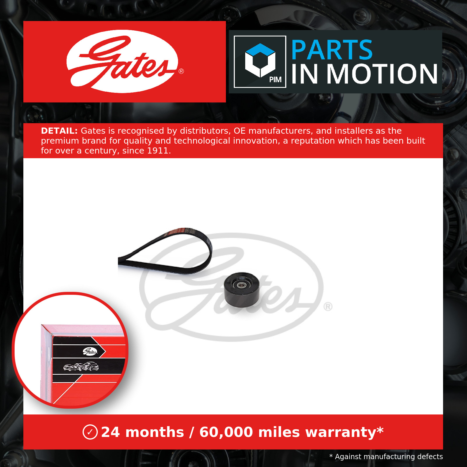 Multi-ribbed V-belt kit K017PK1165 GATES for NISSAN MICRA IV NOTE - Image 6