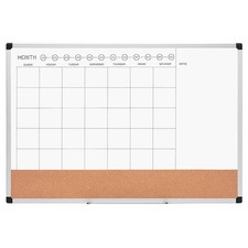 Monthly Calendar Whiteboard, 24'' x 36'' x 0.65", Silver Aluminium Frame