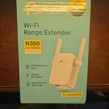 TP-Link Model TL-WA855RE White N300 300Mbps Wi-Fi Range Extender Not Tested