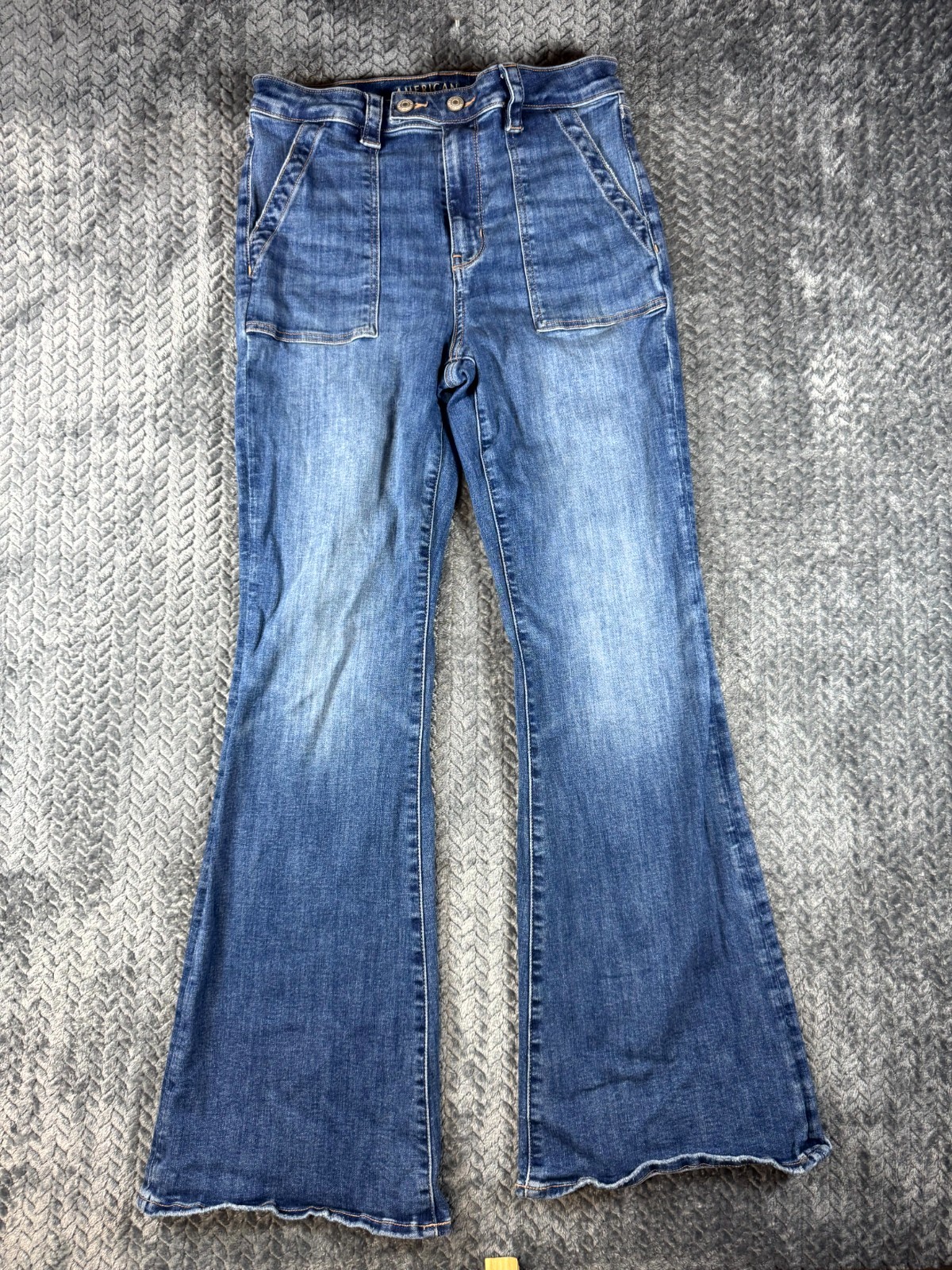 American Eagle Outfitters Next Level Stretch Jeans Women 8 Blue Denim Flared Leg
