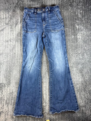 American Eagle Outfitters Next Level Stretch Jeans Women 8 Blue Denim Flared Leg