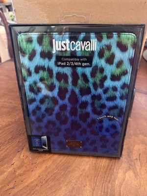 Just Cavalli blue/green leopard iPad 2/3/4 case