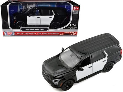 Chevrolet Tahoe PPV 2025 Black White 1/24 Law Enforcement SUV Model Car