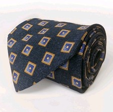 Jos A Bank Corporate Collection Tie Silk Blue Gold Geometric Necktie USA 3.75x58