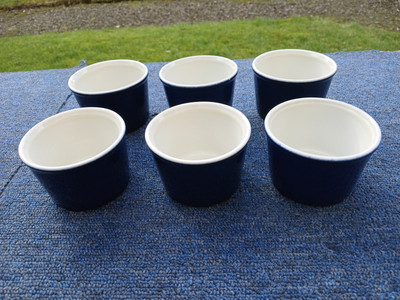 Chasseur Porzellan 6er Set blaue Auflaufförmchen super Zustand 