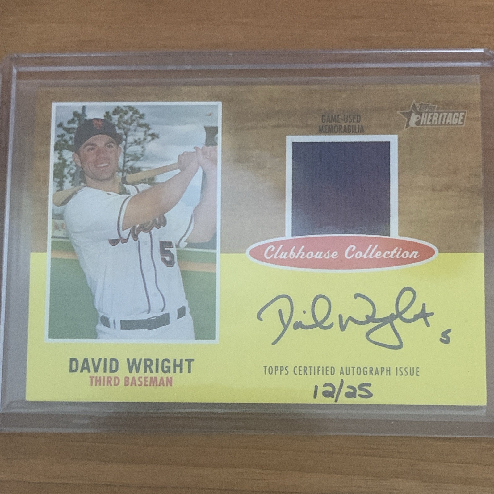 Topps 2011 Heritage David Wright Mets Clubhouse Auto Relic CCAR-DW 12/25