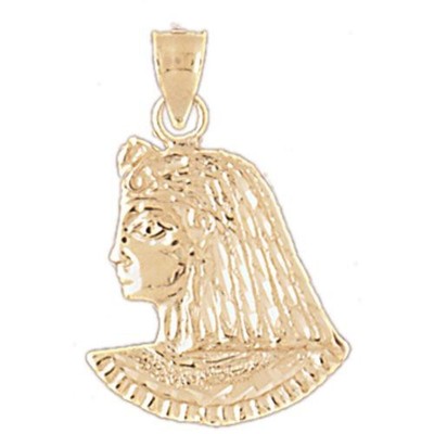 Egyptian Cleopatra Charm Pendant 14k Gold (2.2 Grams)