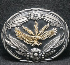 XE15156 NICE VINTAGE 1970s EAGLE FLYING BIRD ANIMAL ARTWORK MENS BELT BUCKLE
