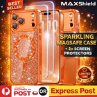 For iPhone 17 Pro Max Air Case Magnetic Shockproof Giltter Bling Orange Cover