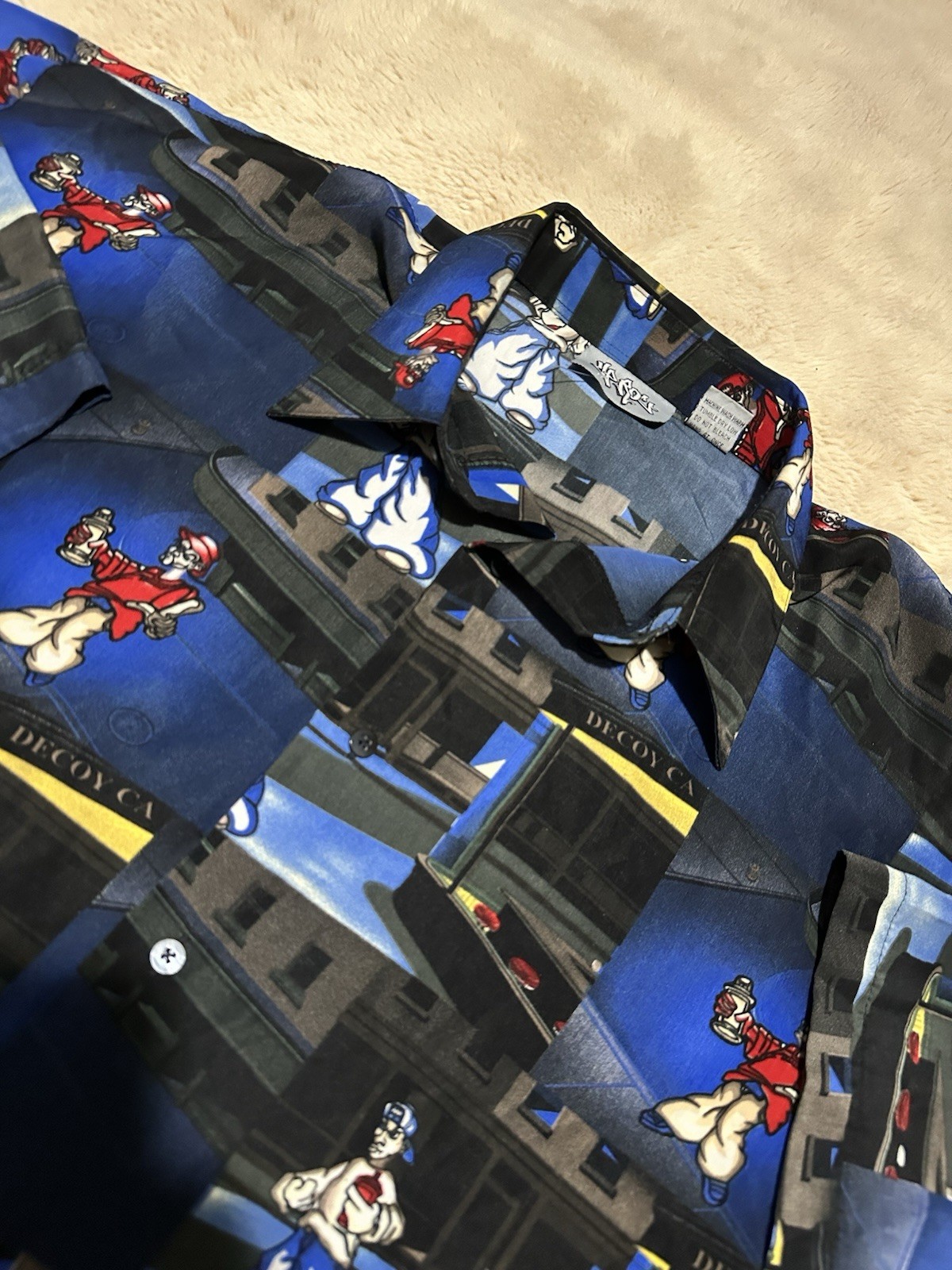 Vintage 90s Up Roc Button Up Shirt Mens Size XL Graffiti Hip Hop Street Wear NYC