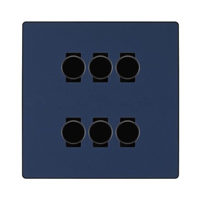 BG Evolve Matt Blau 6 Gang Hinterkante LED Dimmer Custom Grid Switch
