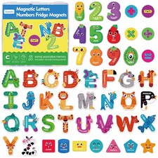 48Pcs Magnetic Letters and Numbers Fridge Magnets, 26 Uppercase Letters 09 Nu...