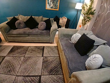 3 Seater Linen Blend Sofa Rolled Arms Traditional HomeStretch 200x90cm