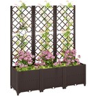 Outsunny Plastic Planter Box with Trellis, Vegetable Planter w/ Drain Plugs