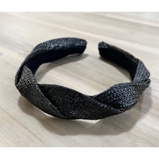 Black Woven Rattan Twist Headband 1.5 Wide