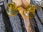 Set of 2 Federal Depression Glass Amber Yellow Candle Holders Vintage 1930’s