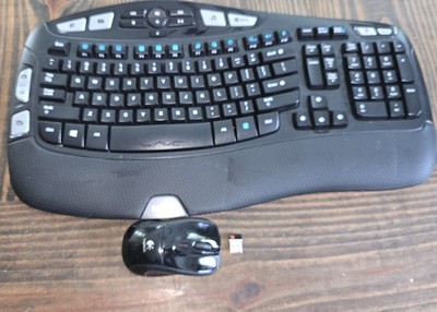 Logitech K350 Wireless Keyboard Black *read*, M505 Mouse, Unifying Receiver