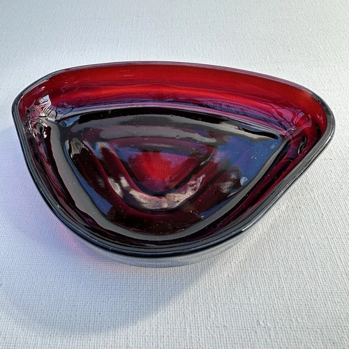 VTG MCM Anchor Hocking Manhattan RUBY Red Relish Dish, Single