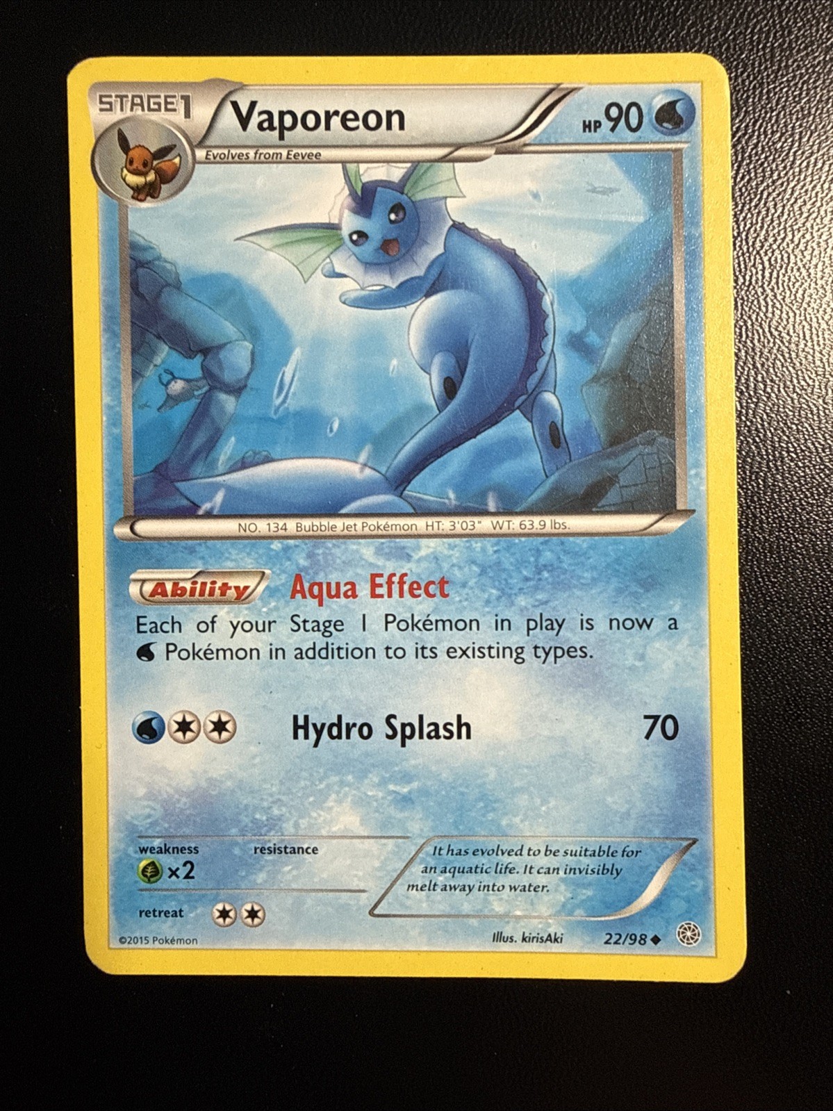Vaporeon 22/98 Non Holo Ancient Origins Pokemon Card