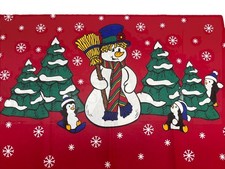 VTG Christmas Pillowcase Snowman Penguin Snowflakes Trees 100 Cotton
