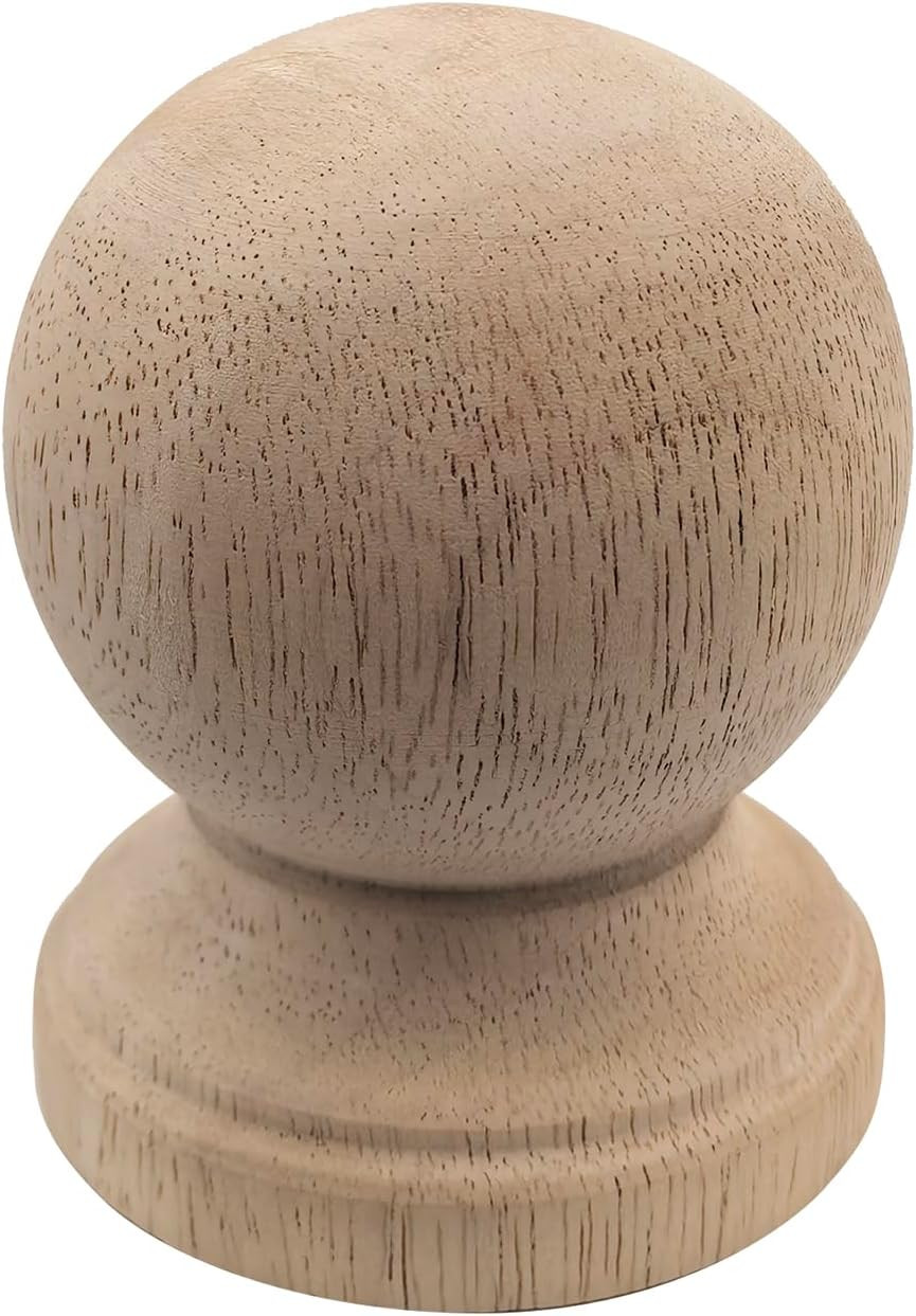 Unfinished Solid Wood Finials - Pack of 2, Newel Post Caps for Stairs, Bedpost &