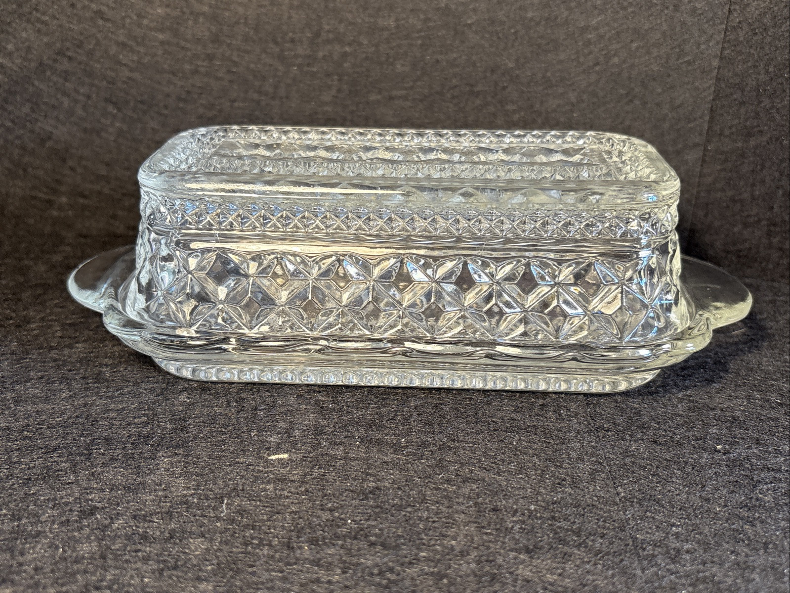 Vintage Anchor Hocking Wexford Glass Butter Dish with Lid Antique Collectible