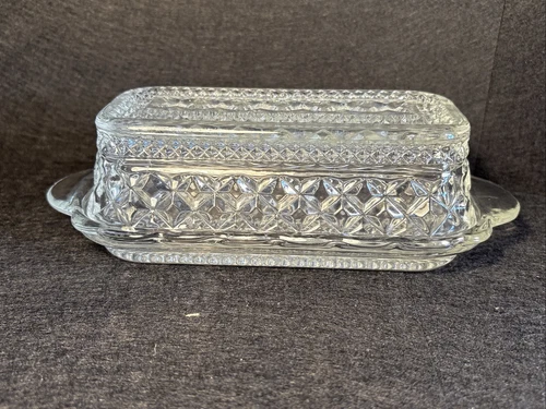 Vtg Glass Anchor Hocking Wexford Butter Dish w/Lid Butter dish Antique