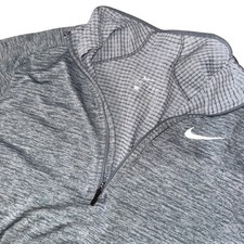 Nike Dri-FIT Quarter Zip Pullover Large Gray Space Dye Thermal Running Top
