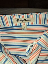 Straight Down Men's Performance Golf Polo Shirt Size L Short Sleeve Striped