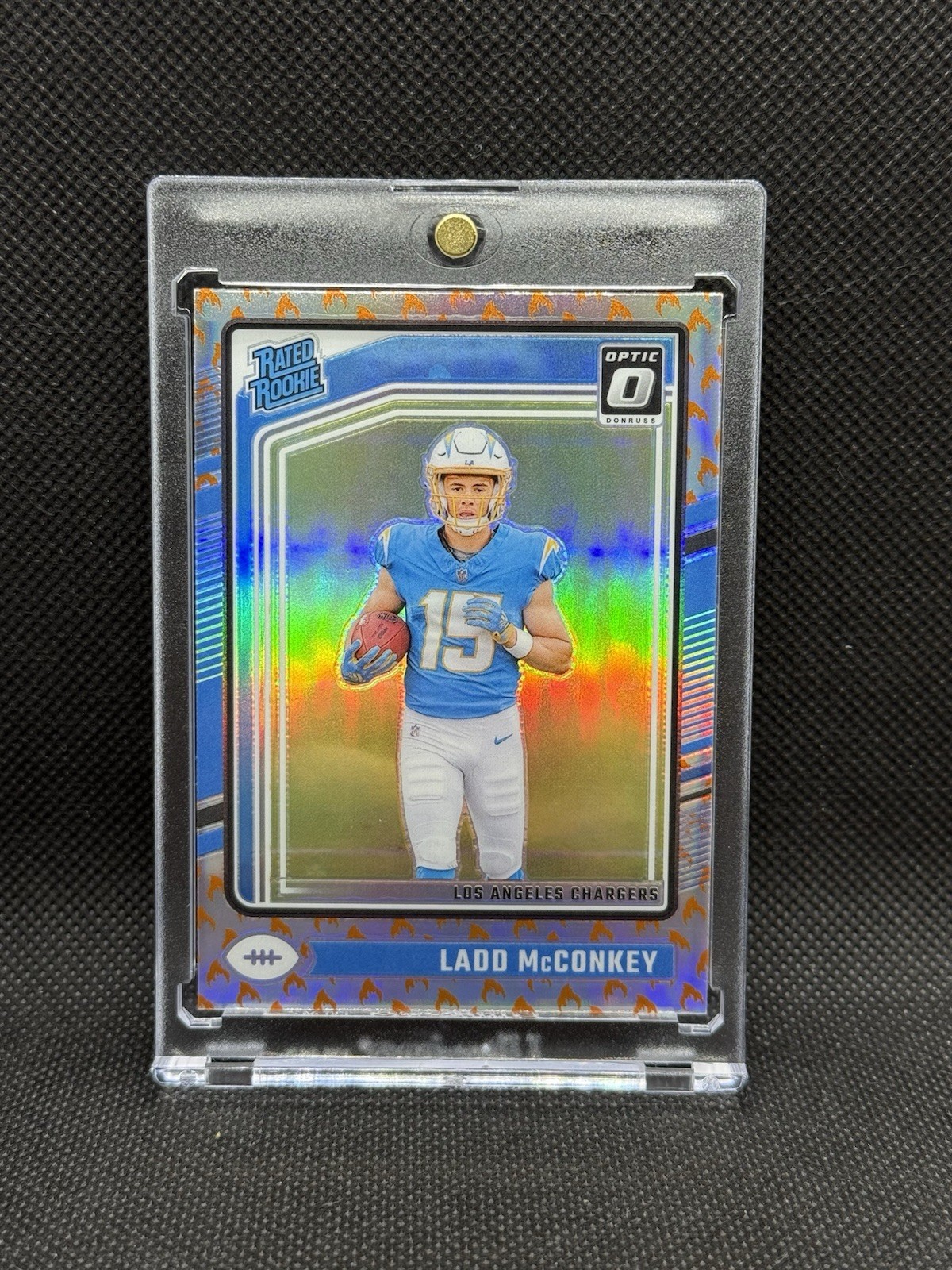 2024 Panini Optic - Ladd McConkey Rated Rookie Fire Emoji SP #266 RC Chargers