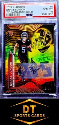 2022 ILLUSIONS DRAKE LONDON #6 T/C SIGNATURE-GOLD (RC) /10 PSA 10 (POP 1)