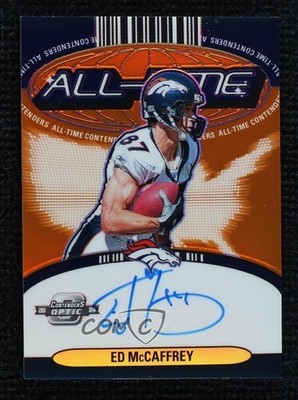 2025 Panini Donruss Optic Update Orange Prizm 24/25 Ed McCaffrey Auto 9su