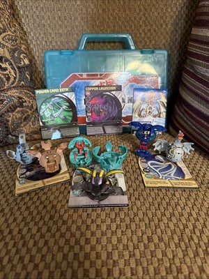 Bakugan Battle Brawlers Teal Case w/ 7 Bakugans Balls & 5 Cards & Rulebook