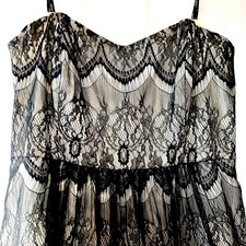 City Chic Strapless Black Lace Overlay Dress – Ivory Lined Party Cocktail Races