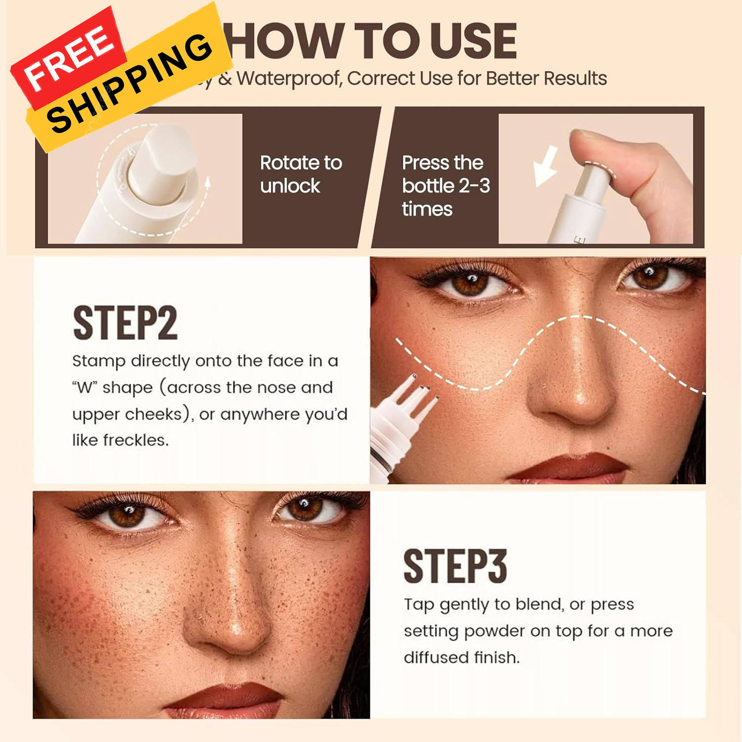 Freckle Stamp Pen, Fake Makeup Tool, Faux 3# Dark 