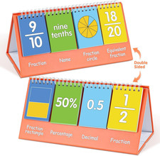 Auchq Fraction Manipulatives Flip Chart, Decimal Fraction Chart for Elementary C