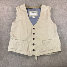 Orvis Mens Tan Cotton Gingham Lined Cinch Back Field Vest Large