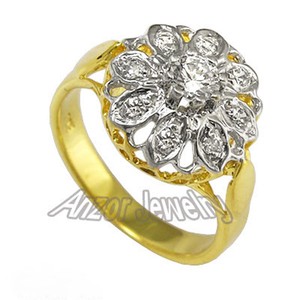 European Style 18k Solid Yellow & White Gold Diamond Ring SIZE 4 to 9.5 #R1574