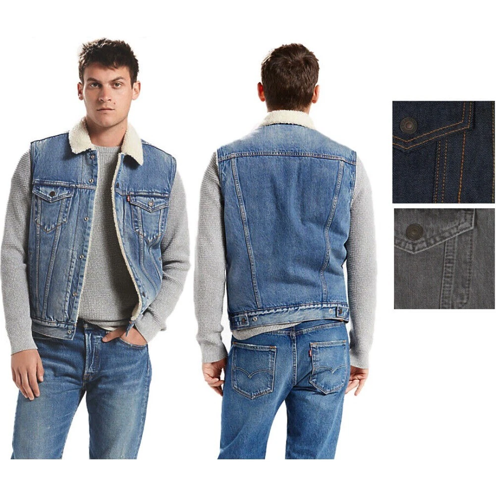 Levi's Men's Denim Regular Fit Snap Front Sherpa Trucker Jean Vest