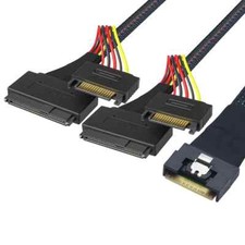 Slimline SAS SFF-8654 8i to 2X SFF-8639 U.2 with 15P SATA Power Adapter Cable