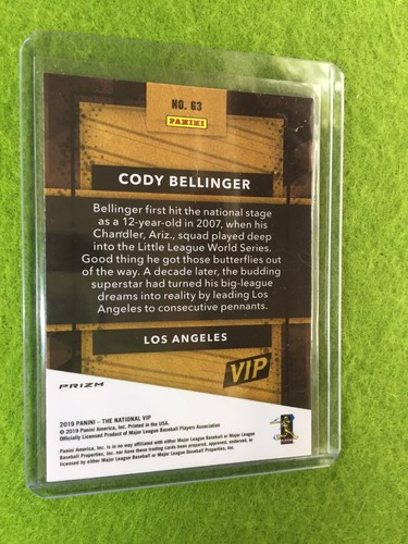 CODY BELLINGER PRIZM CARD JERSEY #35 DODGERS /99 SP REFRACTOR 2019 National VIP - Picture 12 of 12