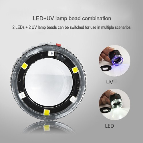 LED Loupe 30X Adjustable Magnification Magnifier Metal Cylinder Mirror w/ Scale - Picture 8 of 14