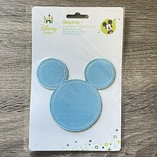 Disney Baby Simplicity Mickey Mouse Ears Head Iron on Applique Kids Clothes Blue