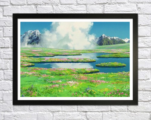 STUDIO GHIBLI LANDSCAPE 3 -DEEP FRAMED CANVAS WALL ART PICTURE PAPER PRINT- BLUE - Picture 14 of 17