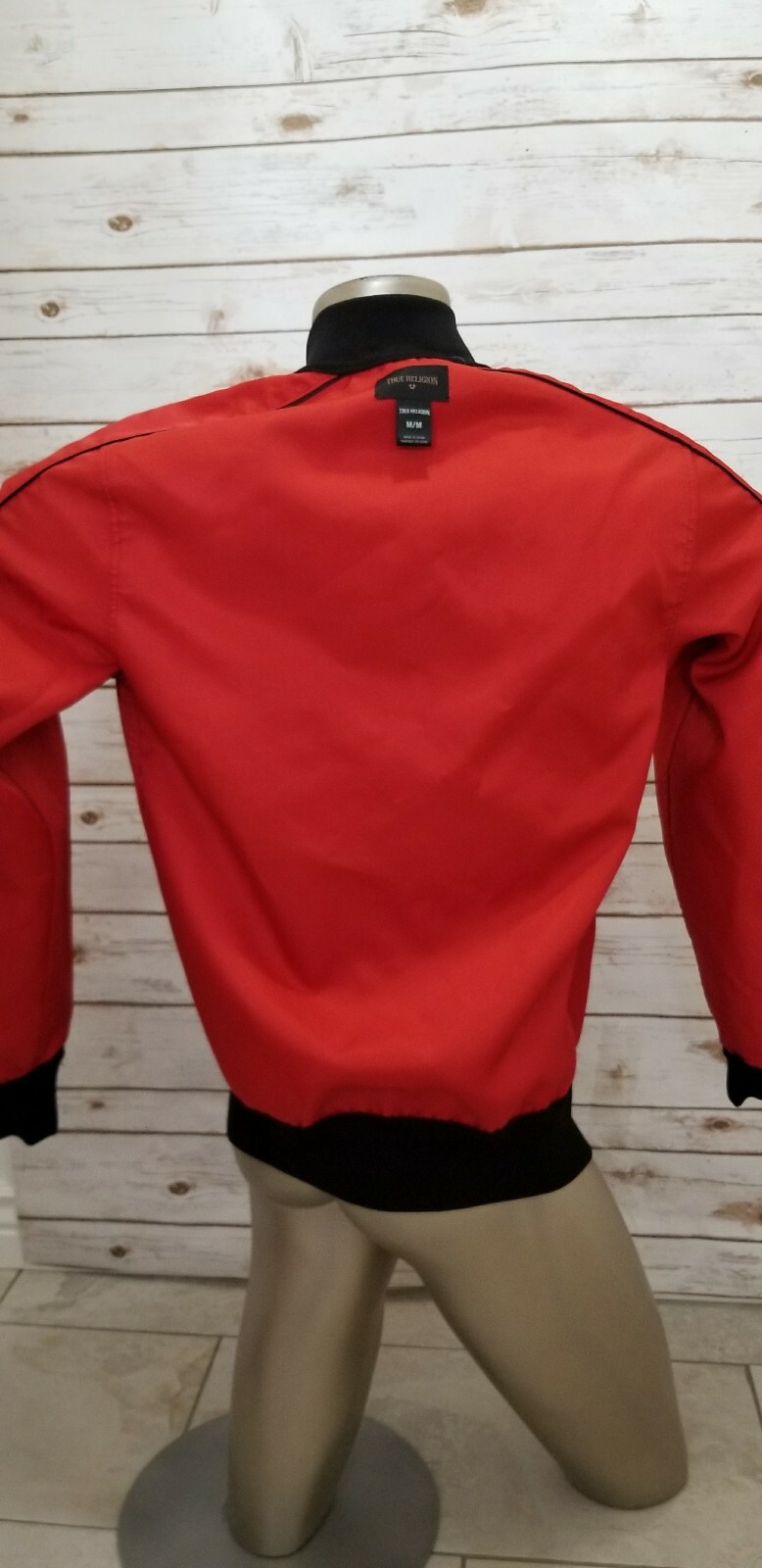 TRUE RELIGION MEN'S BLACK VINTAGE RED REVERSIBLE BOMBER MED NWT image 10