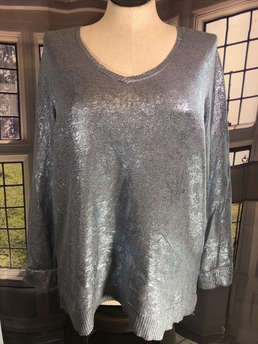 Chicos 3 Neck Sweater blue metallic 