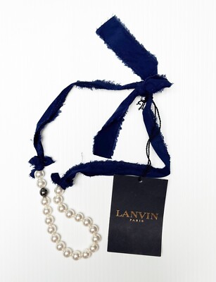 LANVIN FAUX PEARL AND CHIFFON NECKLACES - BUNDLE of 2 NEW necklaces (OP:2995$)