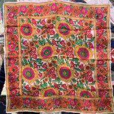vintage indian bright multicolor sunflower silk scarf